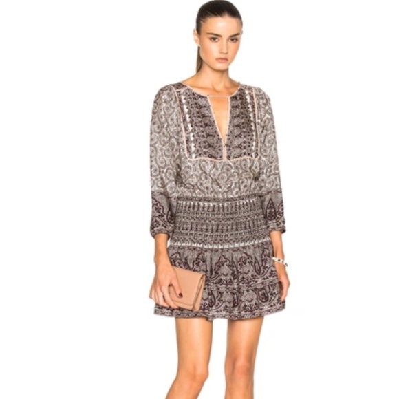 Veronica Beard Makai Print Boho Smocked Mini Dress Size 6 - Picture 2 of 15